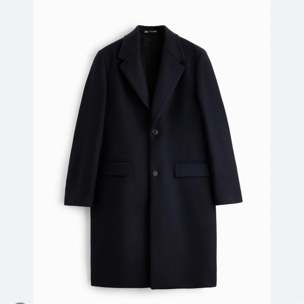 Zara Men's Elegant Navy blue 2 button Wool Coat-size M (BNWT)